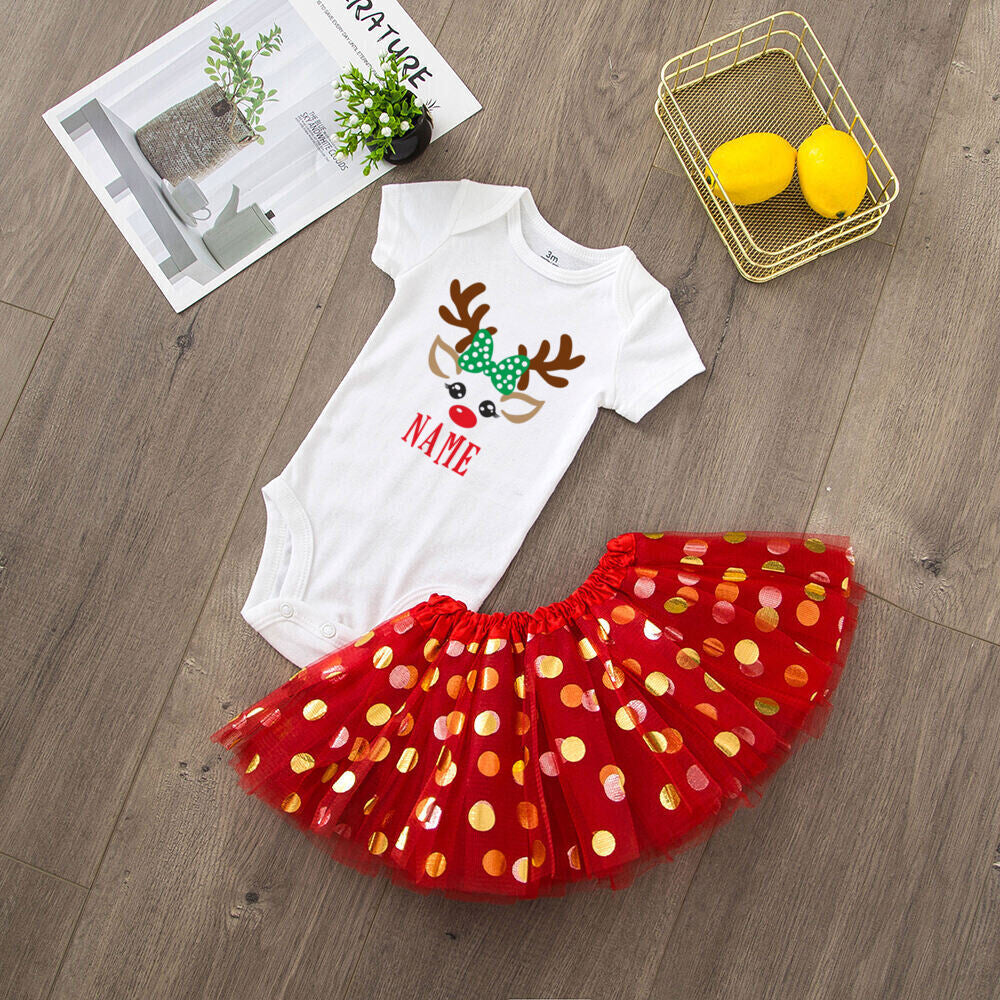 My 1st Christmas Print Baby Girls Cake Smash Dresses Outfits Newborn Xmas Party Tutu + Bodysuit Dress Set Infant Baptism Clothes
