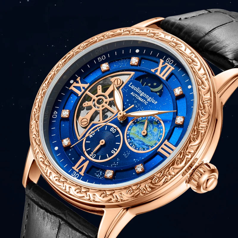 Luxurious Men's Business Automatic Mechanical Watch, with a Skeleton Design, Stylish, Casual, Simple, Versatile, and Multifunctional, a Handsome Watch for Men That Combines Luxury and Fashion, Perfect as a Gift during Holiday