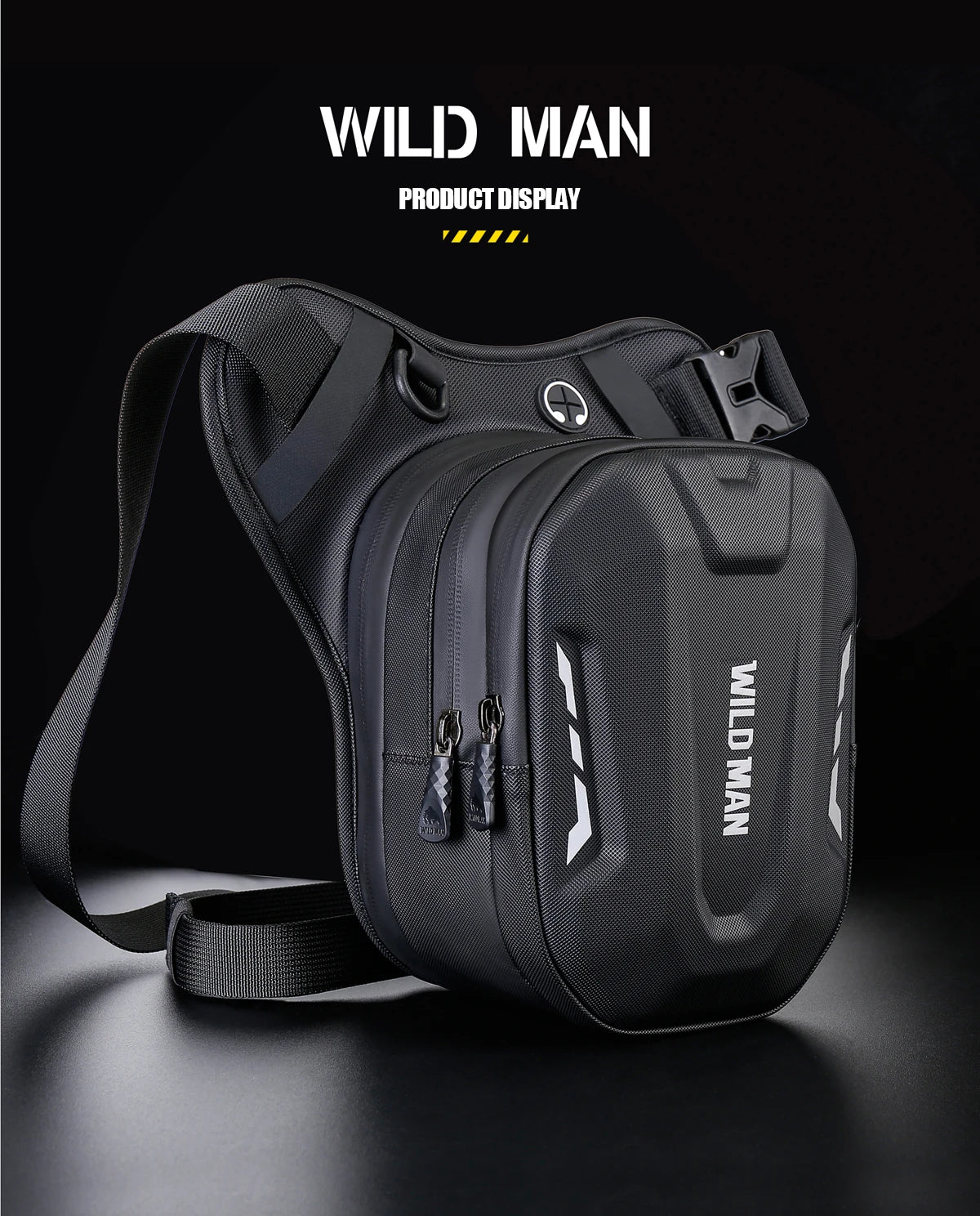 WILD MAN Motorcycle Leg Bag for Men - Riding Waist Bag, Biker Motorcycle Hard Shell Bag, Sports Messenger Bag, Travel Equipment