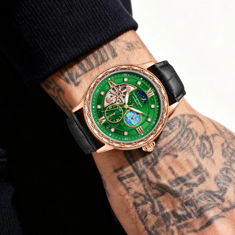 Luxurious Men's Business Automatic Mechanical Watch, with a Skeleton Design, Stylish, Casual, Simple, Versatile, and Multifunctional, a Handsome Watch for Men That Combines Luxury and Fashion, Perfect as a Gift during Holiday