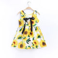 2025 Summer Girls Print Binding Rope Dress For 1-6Years Kids Cotton Sleeveless Sundress Baby Beach Above Knee Mini Casual Dress