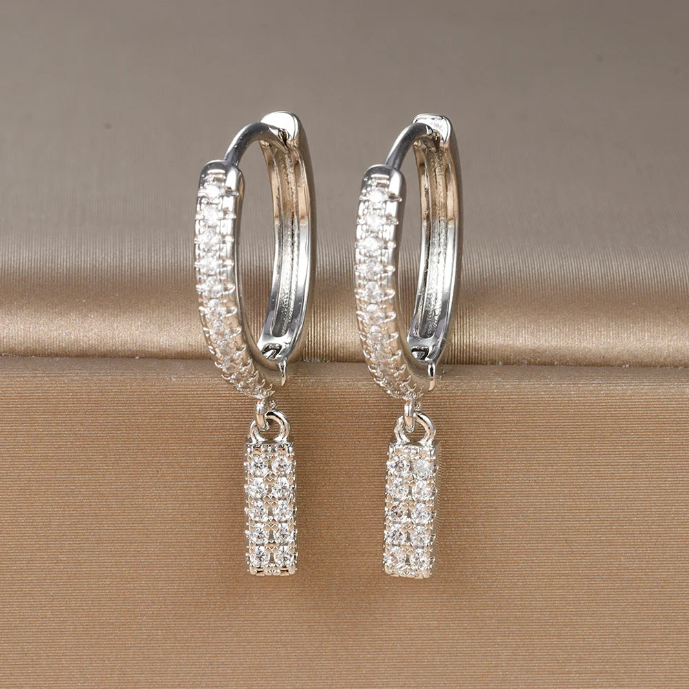 Silver Color Stainless Steel 26 Letters Hoop Earrings For Women A-Z Crystal Zircon Cartilage Piercing Earrings Wedding Jewelry