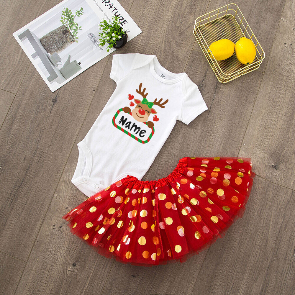 My 1st Christmas Print Baby Girls Cake Smash Dresses Outfits Newborn Xmas Party Tutu + Bodysuit Dress Set Infant Baptism Clothes