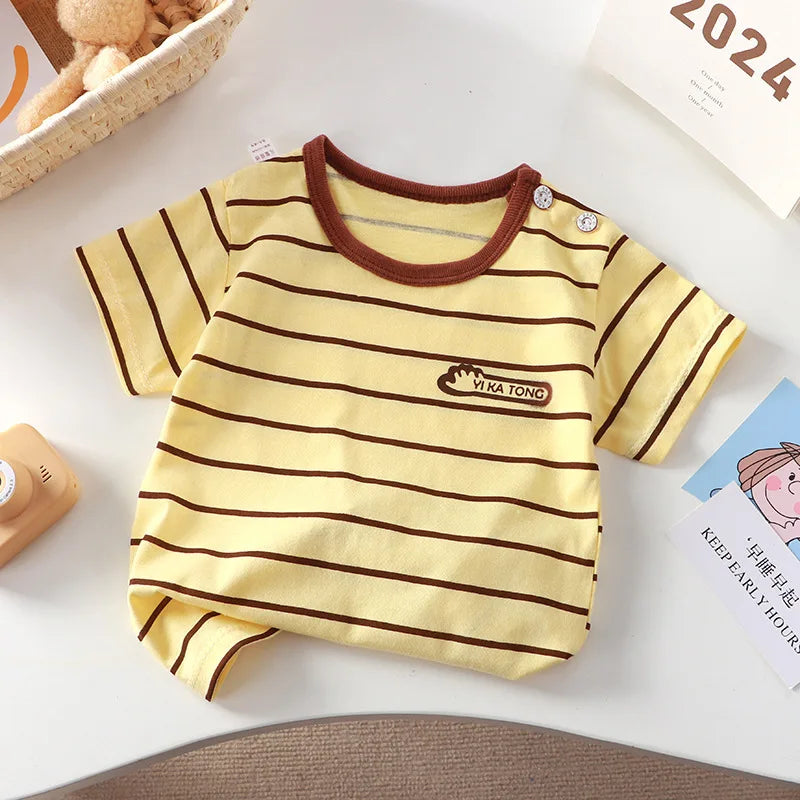 2-6Y New Cartoon T-shirt Pure Cotton Girls Short-sleeved Summer Half-sleeved Tops Little Boys Tops Kids Tees Children Clothing