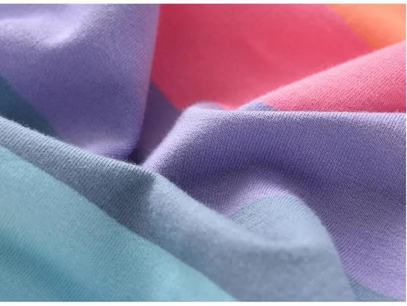 Baby Girls Dress Princess Autumn Sweater Fleece Gauze Tutu Dresses Children Clothing Long Sleeve Rainbow Stripes Dress For Girls