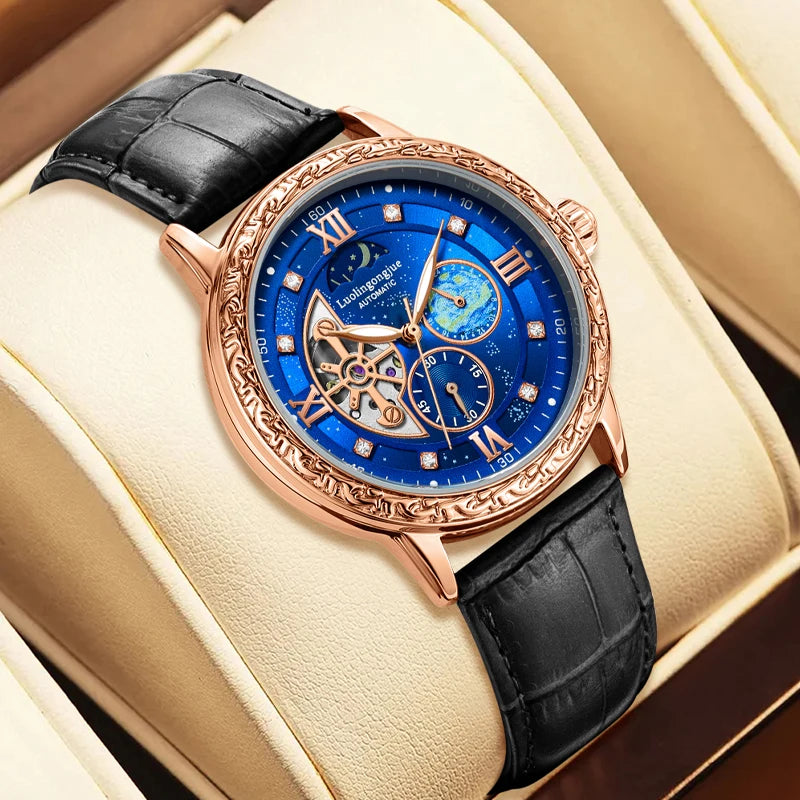 Luxurious Men's Business Automatic Mechanical Watch, with a Skeleton Design, Stylish, Casual, Simple, Versatile, and Multifunctional, a Handsome Watch for Men That Combines Luxury and Fashion, Perfect as a Gift during Holiday