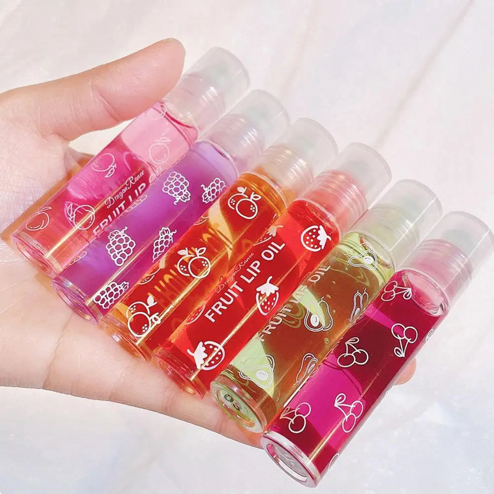 6 Colors Roll-on Fruit Essence Lip Balm Lip Oil Lip Moisturizing Mirror Primer Lip Lipstick Transparent Lip Oil Mirror Randomly