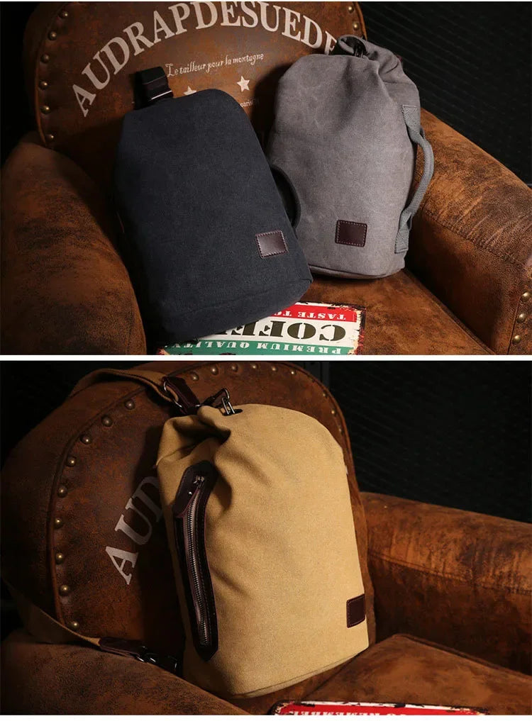 Men's Canvas Handbag Casual Bag Portable Travel Sports gym Shoulder Bag Leisure Backpack Multifunctional Small Bags