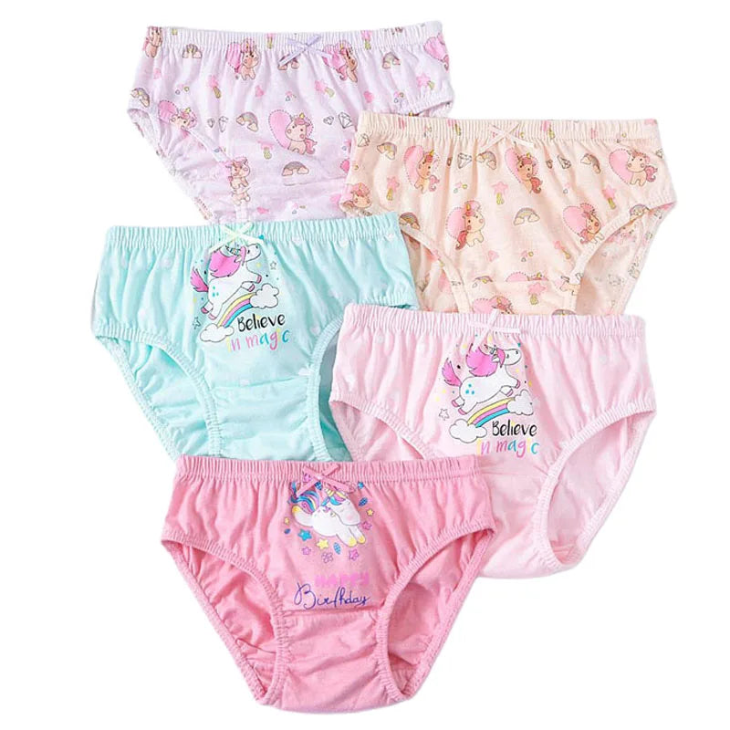 5/10Pcs Cotton Girls Panties Rainbow Unicorn Lovely Cartoon Children Triangle Underwear Soft Breathable Preschool Girls Briefs