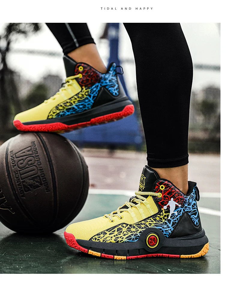 Basketball Shoes Men Field Training Non-slip High-top Luxyry Design Mesh Breathable Sneakers Pro Original Kids Basketball Boots
