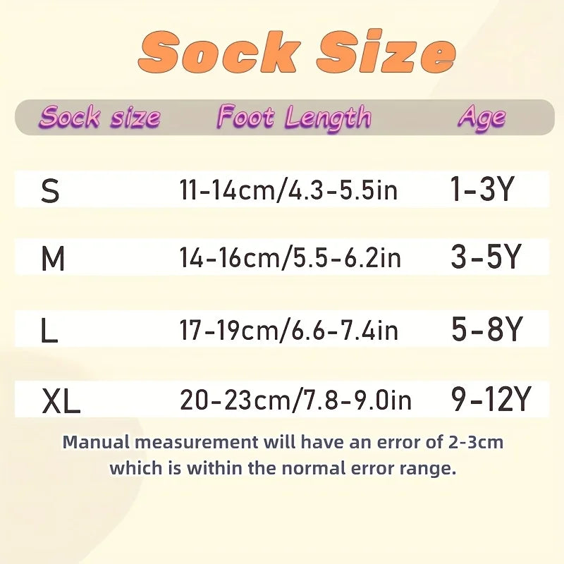 5 Pairs of Children's Floor Socks with Letter Stripes, Cartoon Big-Eyed Dinosaur Pattern, for Boys and Girls, Baby Toddler Soft-Soled Indoor Non-Slip Mid-Tube Socks, Suitable for Casual Daily Life