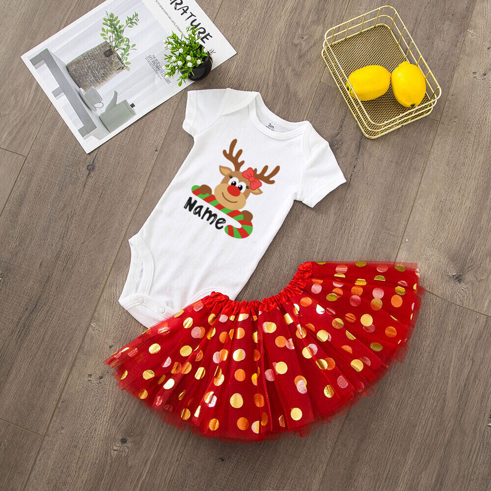 My 1st Christmas Print Baby Girls Cake Smash Dresses Outfits Newborn Xmas Party Tutu + Bodysuit Dress Set Infant Baptism Clothes