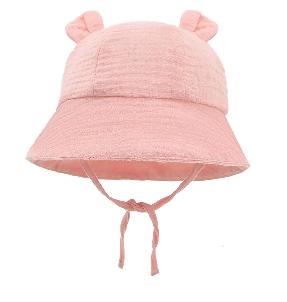 Soft Cotton Baby Sun Hat With Ears Cute Bunny Newborn Boys Girls Bucket Hat Summer Kids Toddler Panama Cap 0 to 12 Months