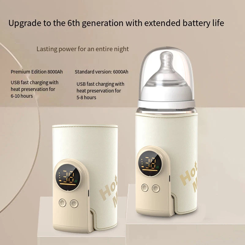 USB Multifunctional High-capacity Baby Feeding Bottle Smart Temperature Control Warmer Screen Newborn Baby Bottle Warmer Sleeve