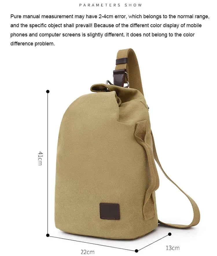 Men's Canvas Handbag Casual Bag Portable Travel Sports gym Shoulder Bag Leisure Backpack Multifunctional Small Bags