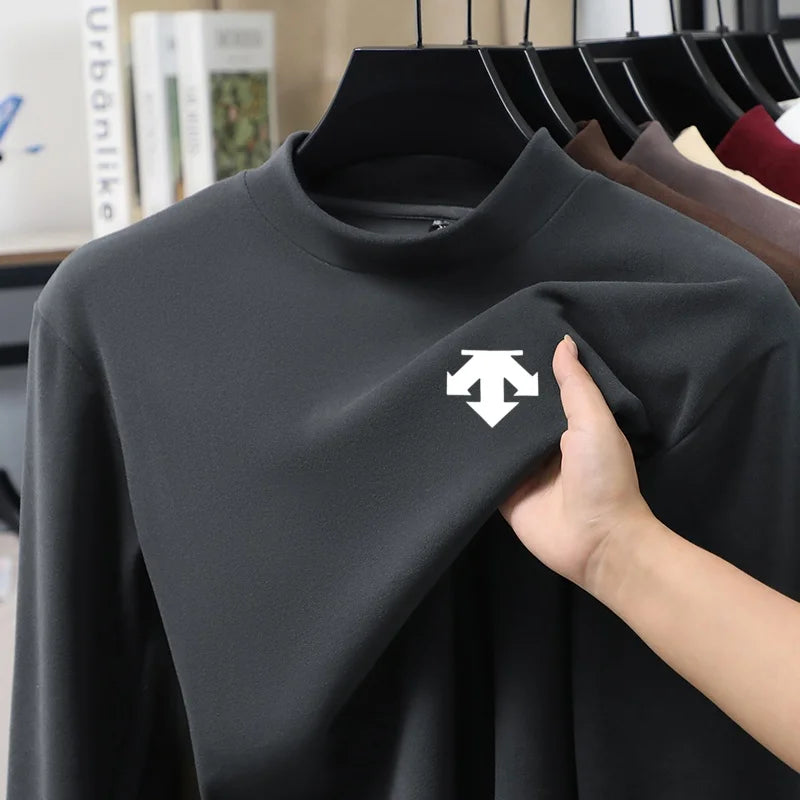 Luxury Brand Hot Sales Men's Print Long Sleeve Bottom Fashion New Solid Color Soft T-Shirt Casual Warm Versatile Men's Clothing