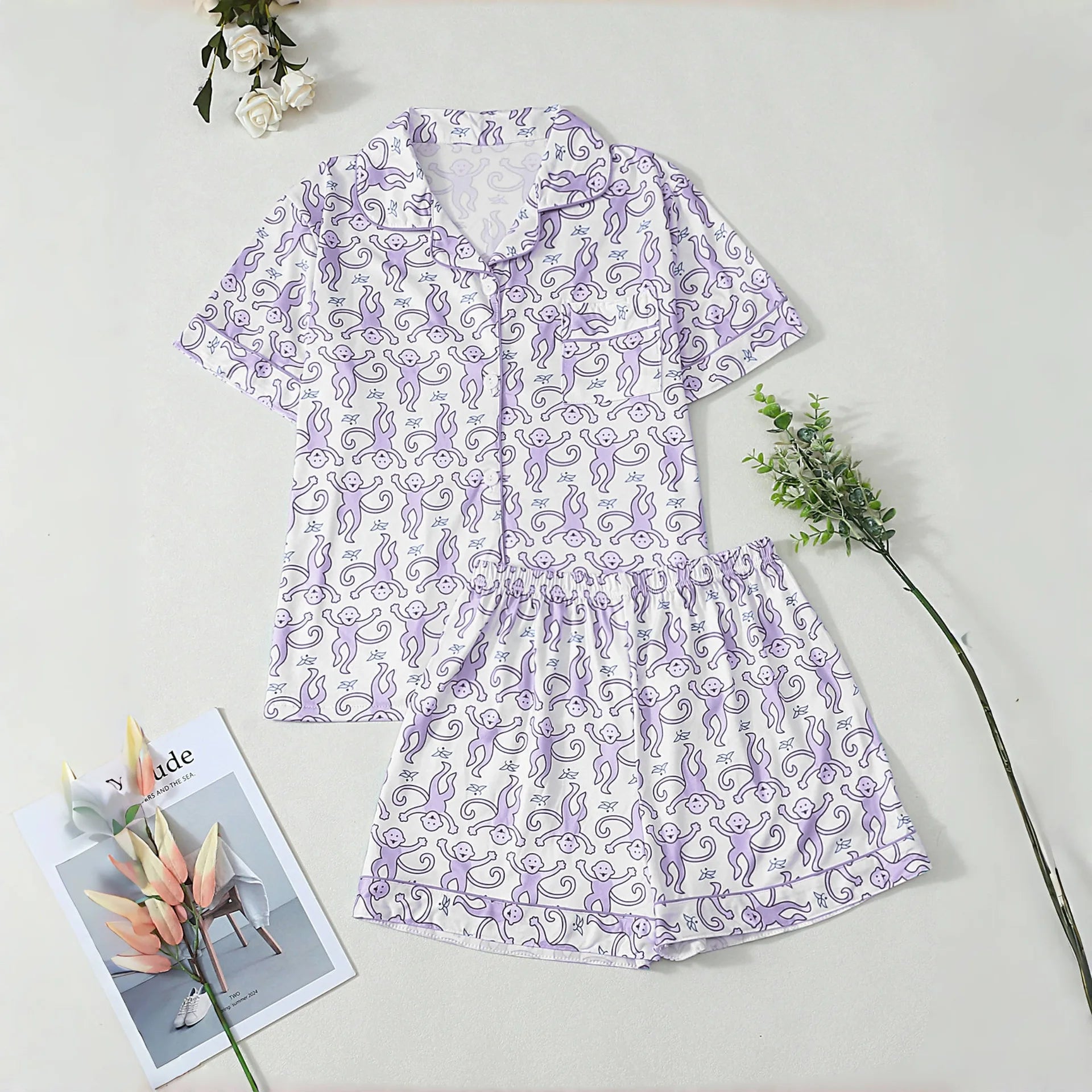 Women's Pajamas With Trousers Sets 2piece Pajamas Set Woman Women's Sexy Underwear Ensemble Pyjama Femme Sleepwear Sleeping Pjs