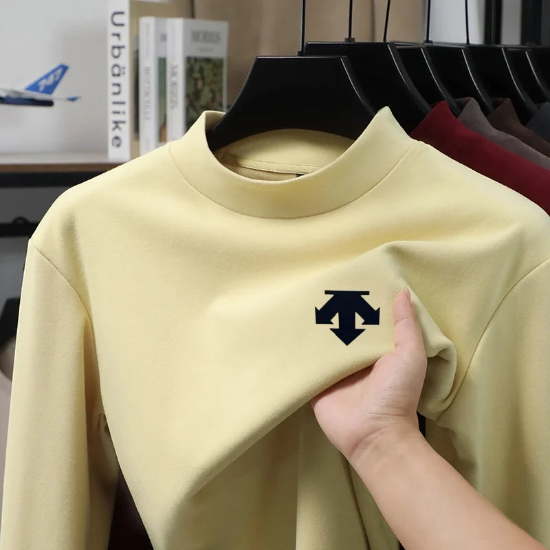 Luxury Brand Hot Sales Men's Print Long Sleeve Bottom Fashion New Solid Color Soft T-Shirt Casual Warm Versatile Men's Clothing