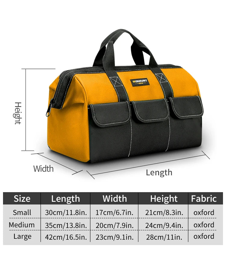 Tool Bag for Men, Heavy Duty Tool Bag Wide Mouth Tote for Various Instrument, Electrician Carpenter Mechanic(Yellow)