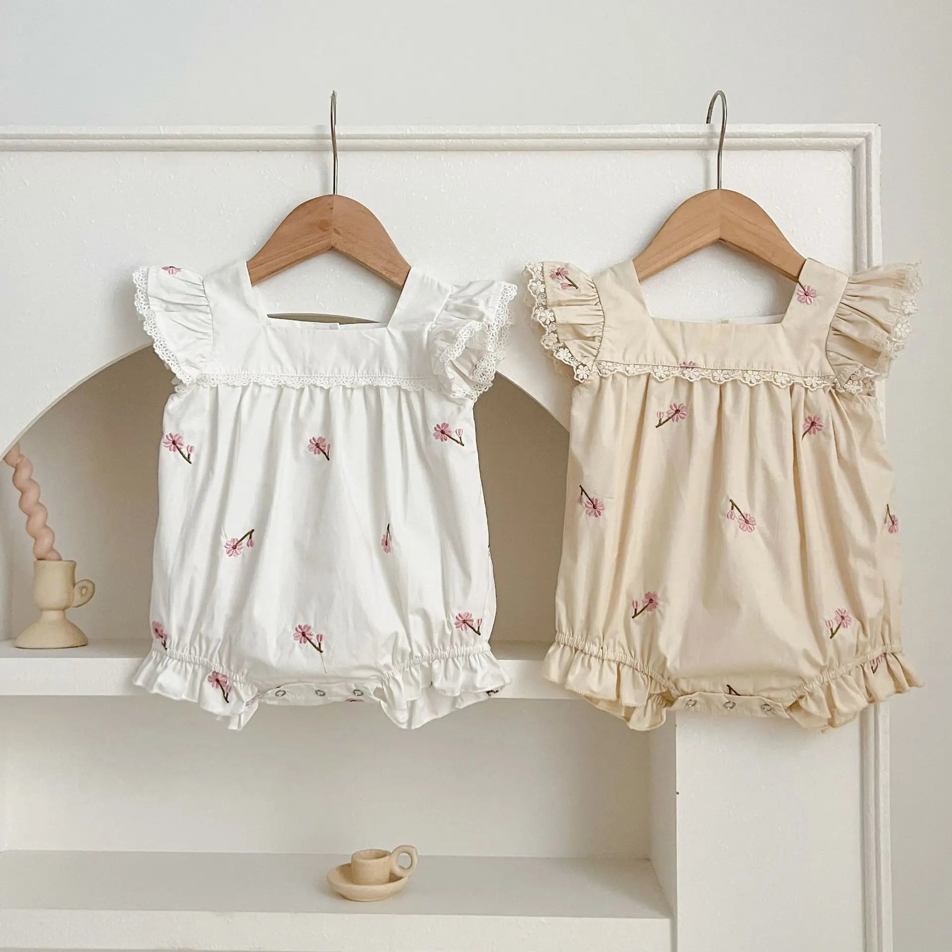 New Summer Newborn Clothes Kids Baby Girls Rompers New Infant Kids Baby Girls Sleeveless Embroider Flower Baby Rompers Clothes