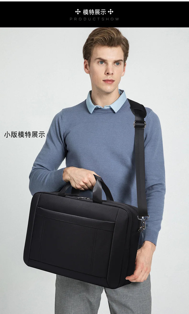 Men's Handbag Custom Image With Printed Logo Name  Business Briefcase15.6-17.3inch Nylon Waterproof Laptop Bag
