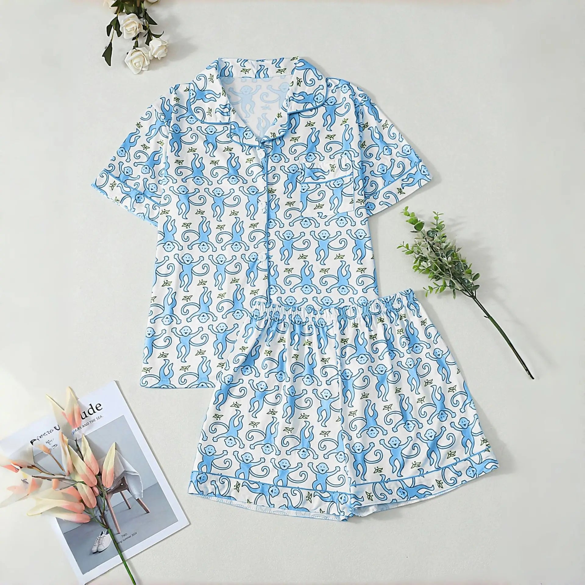 Women's Pajamas With Trousers Sets 2piece Pajamas Set Woman Women's Sexy Underwear Ensemble Pyjama Femme Sleepwear Sleeping Pjs
