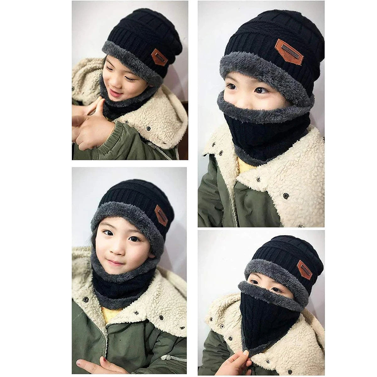 5-14 Years Kids Warm Knitted Hat Scarf Set Children Autumn Winter Hat Soft Knitted Cap Bonnet Infant Kids Hat For Boys Girls
