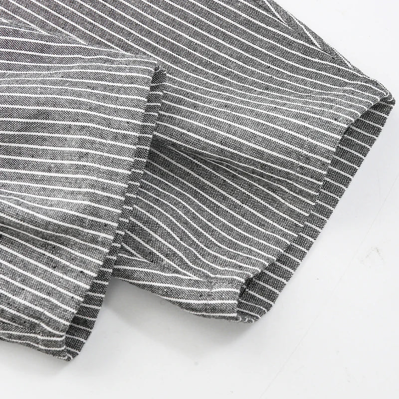 Kids Retro Striped Cotton Linen Pants – Comfortable Loose Fit Summer Trousers