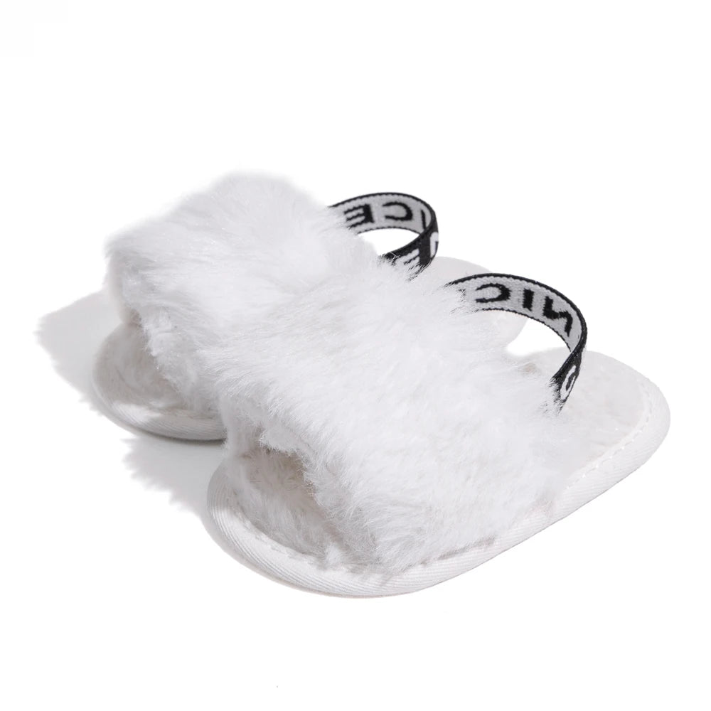 Hot Sale Soft Bottom Breathable Baby Shoes 0-18 Months Simple Elastic Walking Shoes Indoor Baby Girls Non-slip Fur Sandals