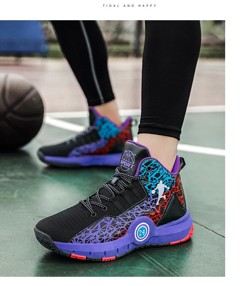 Basketball Shoes Men Field Training Non-slip High-top Luxyry Design Mesh Breathable Sneakers Pro Original Kids Basketball Boots