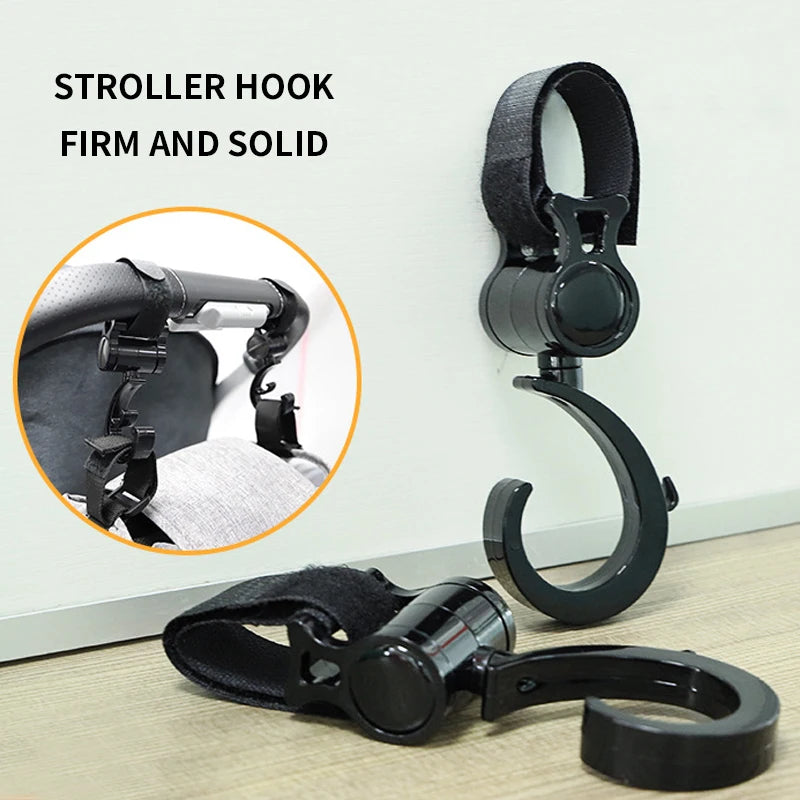 2 PCS Cartoon Stroller Accessories Degree Large Hook Umbrella Car Hook and Loop Stroller Hook