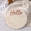 Ylsteed Hello World Newborn Sign Wooden Baby Announcement Sign for Hospital Baby Name Announcement Sign Newborn Keepsakes Props