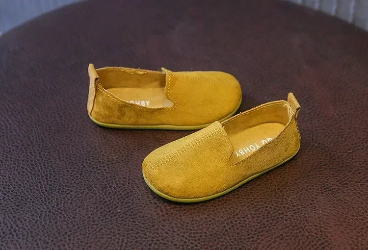 Children's Flat Shoes New Candy Color Simple Casual Shoes Loafers Slip-on Flats Lightweight Boys Girls Leather Shoes Moccasins