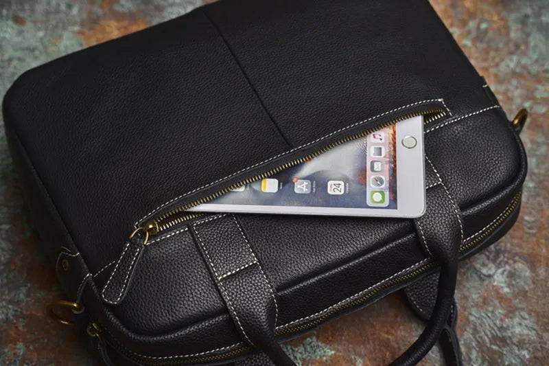 Men's Handbag for Men Genuine Leather Top Grain Leather Large Capacity Laptop Bag Business Document Briefcase Luxury Purse
