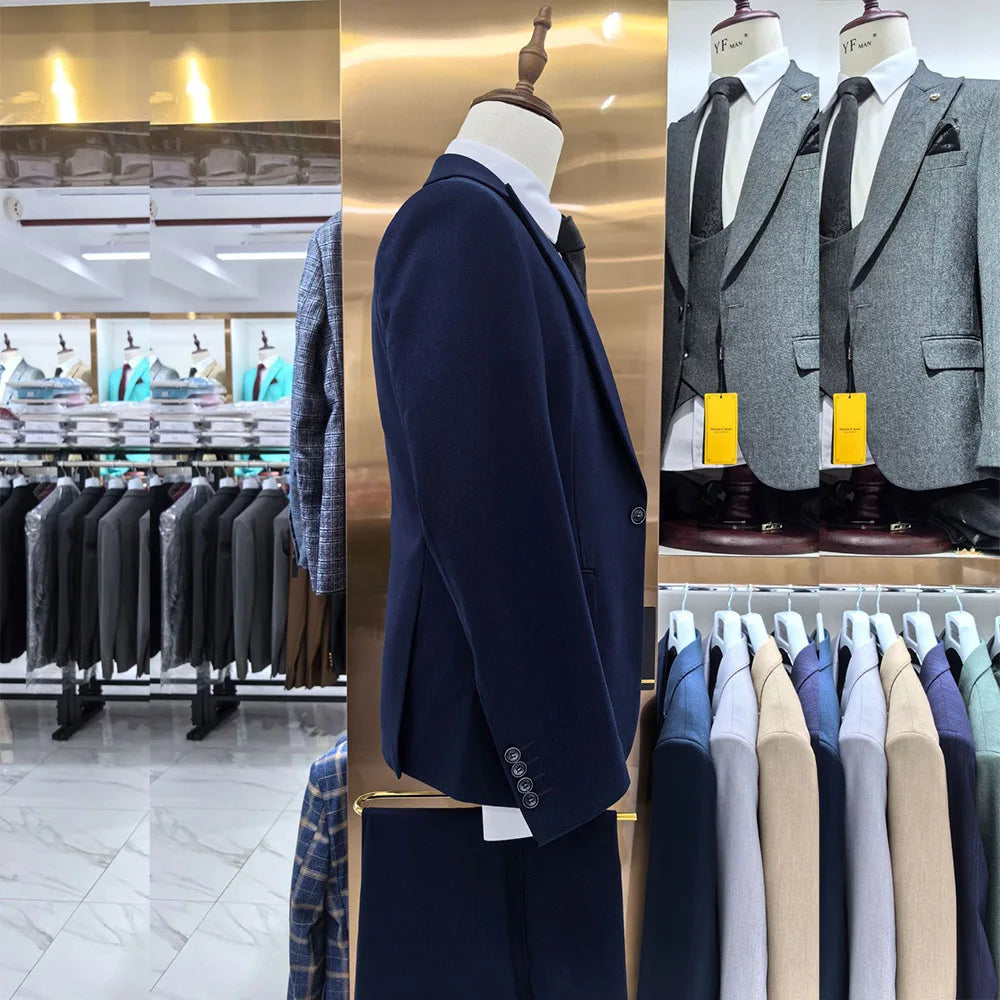 2025 Luxury Men's Suits High Quality 3 Piece Jacket Pants Vest Male Clothing Peak Lapel One Button Outfits Costume Homme Blazer
