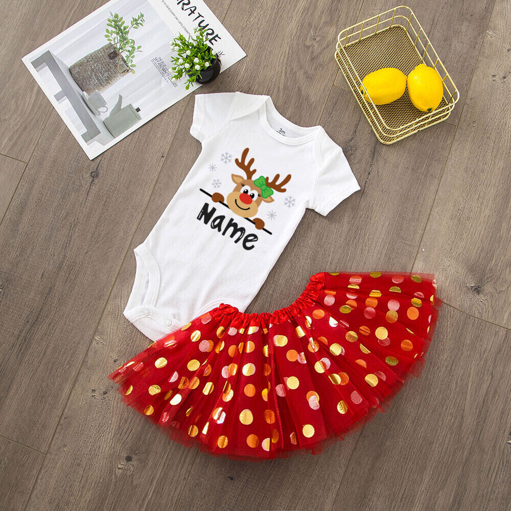 My 1st Christmas Print Baby Girls Cake Smash Dresses Outfits Newborn Xmas Party Tutu + Bodysuit Dress Set Infant Baptism Clothes