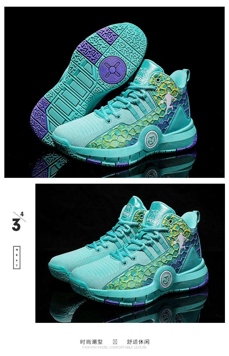 Basketball Shoes Men Field Training Non-slip High-top Luxyry Design Mesh Breathable Sneakers Pro Original Kids Basketball Boots