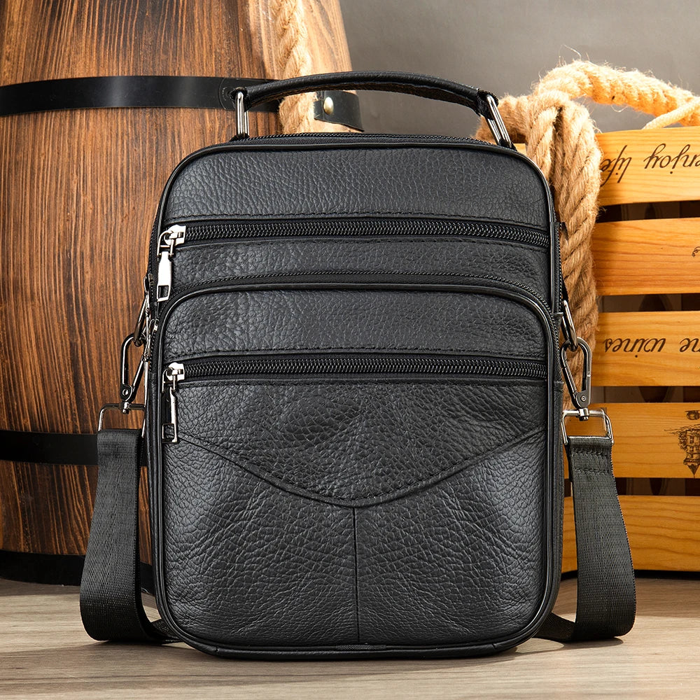 WESTAL Bag Men Leather Black Over The Shoulder Bags Designer Messenger Crossbody Bags for Men for Camera & ipad Handbag Man 7457