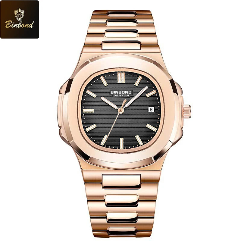 BINBONG B1885 Luxury Business Men Quartz Wristwatch 30M Waterproof Luminous Stainless Strap Men's Watches Relogio Masculino