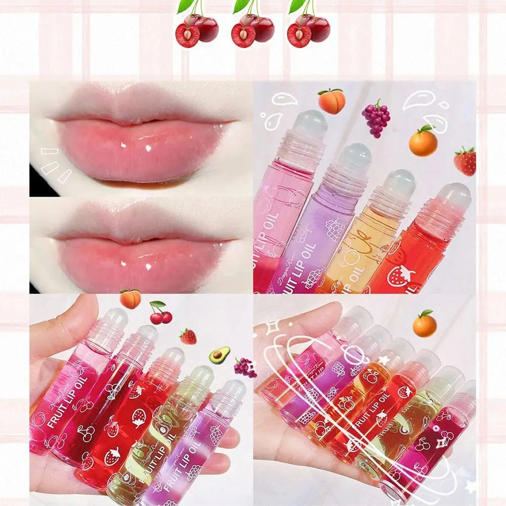 6 Colors Roll-on Fruit Essence Lip Balm Lip Oil Lip Moisturizing Mirror Primer Lip Lipstick Transparent Lip Oil Mirror Randomly