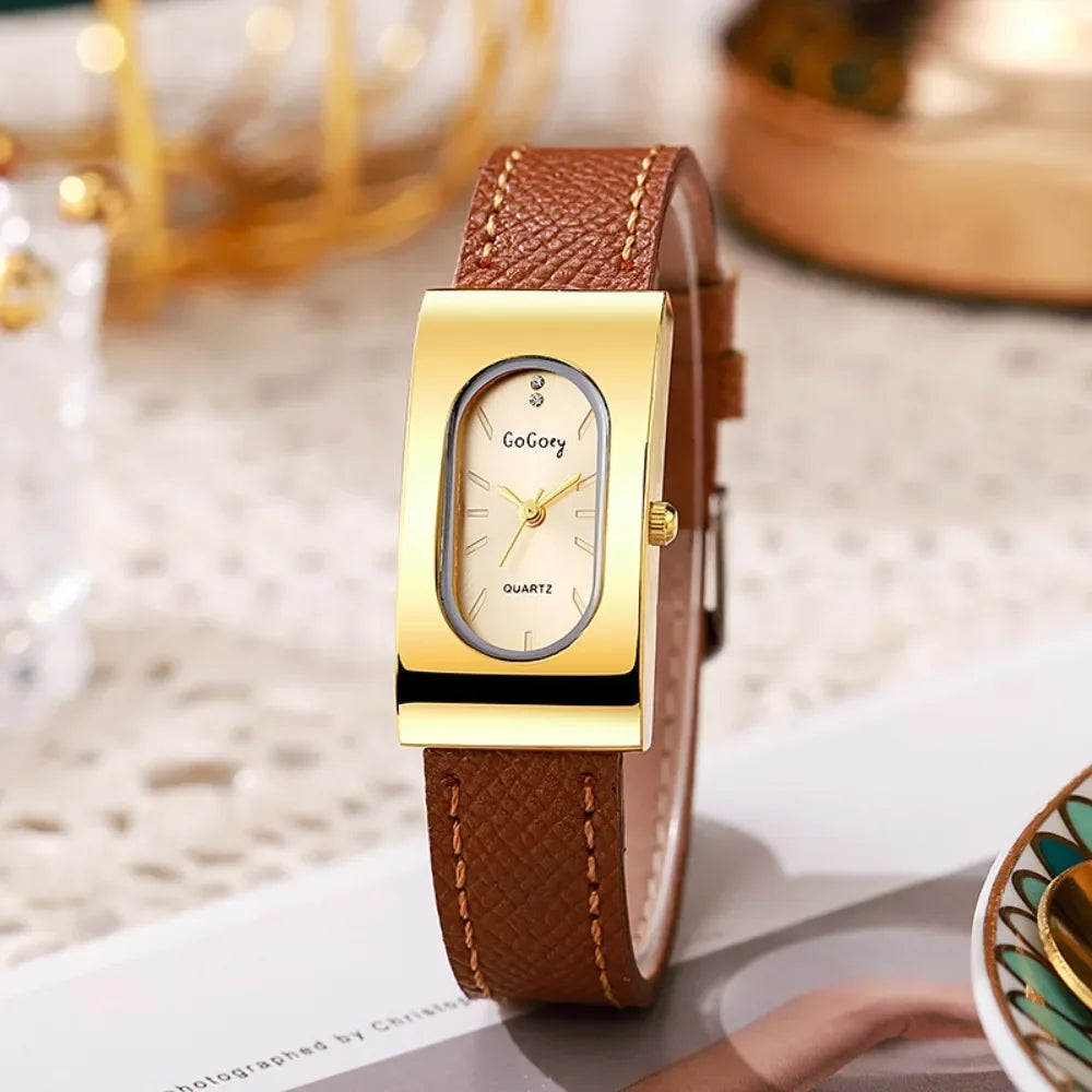 Luxury Ladies Brand Women Watch Fashion Rectangular Dial Quartz Watch Simple Leather Strap Wristwatches Gift Dropshipping