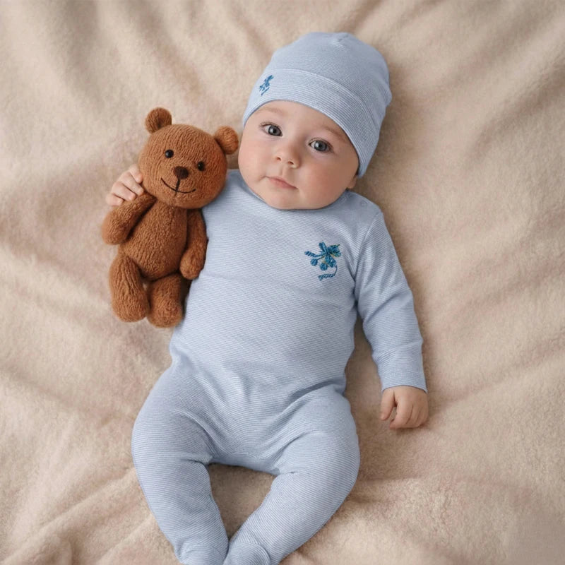 Ali Layette SS26 Striped And Cherry Collection Cotton Family Matching Hat  Blanket Rompers Sets