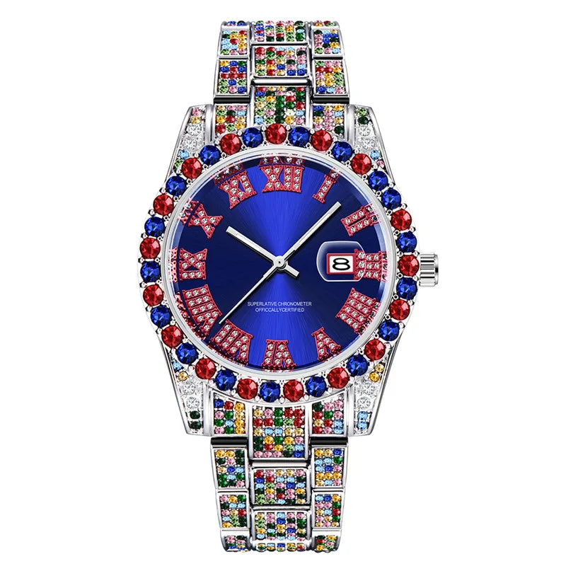 Luxury Watch sss Supply Men Fashion Alloy Band Hip Hop Diamond Big Brand Golden Date Quartz Wristwatch Montres de Marque de Luxe
