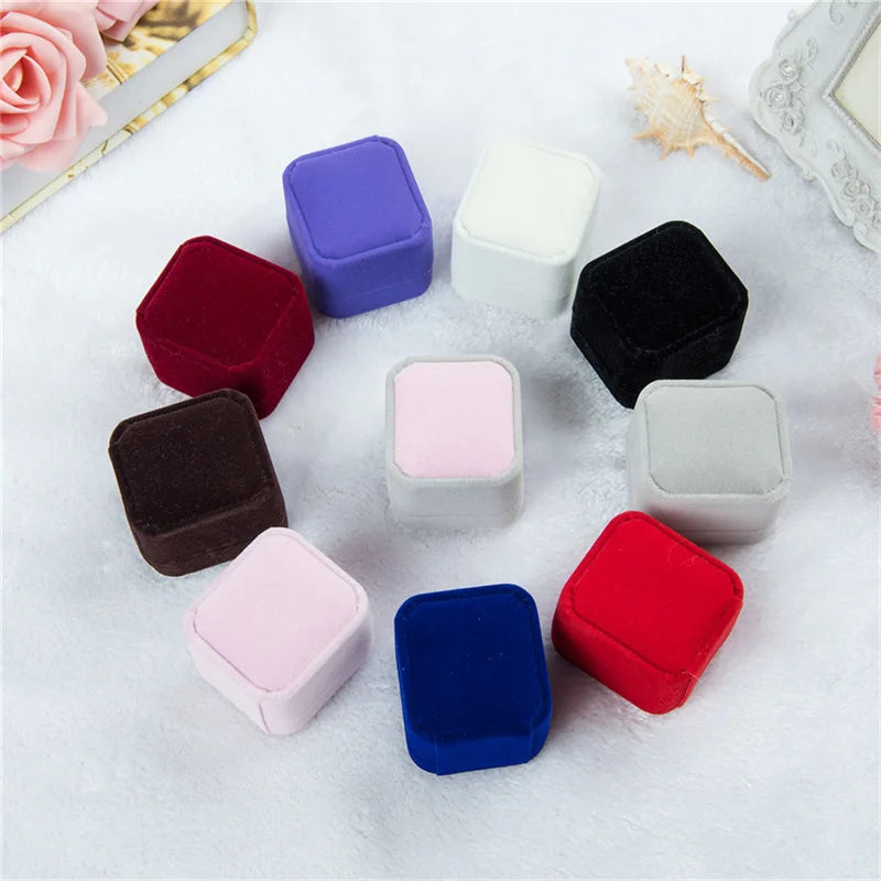 Rounded Flannelette Ring Box Flocking Jewelry Storage Organizer for Studs Badges - Soft Jewelry Box for Ring Protection