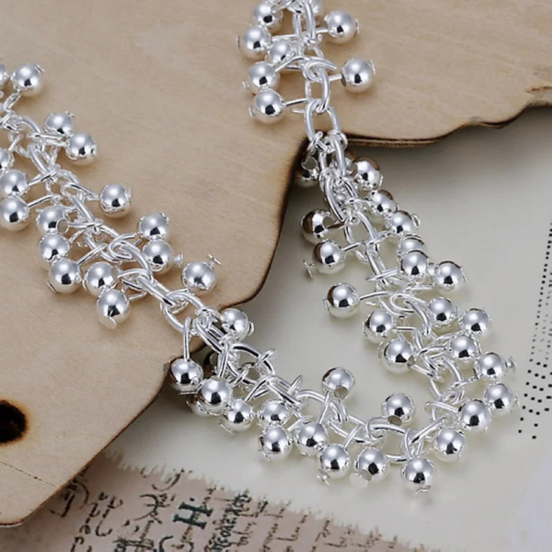 Silver color bracelets Charms bead chain fashion cute nice women grapes Bracelet wedding Jewelry free shipping