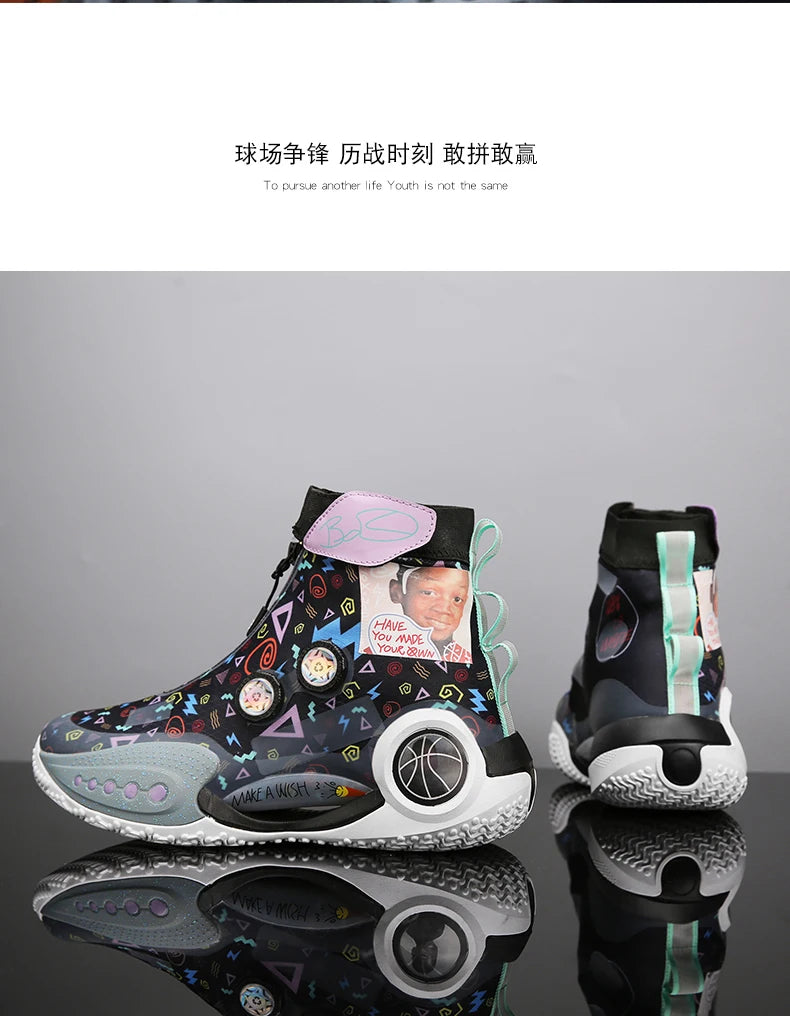 Men's Basketball Shoes Breathable Cushioning Non-Slip Wearable Runing Shoes Gym Training Athletic Basketball Sneakers for Women