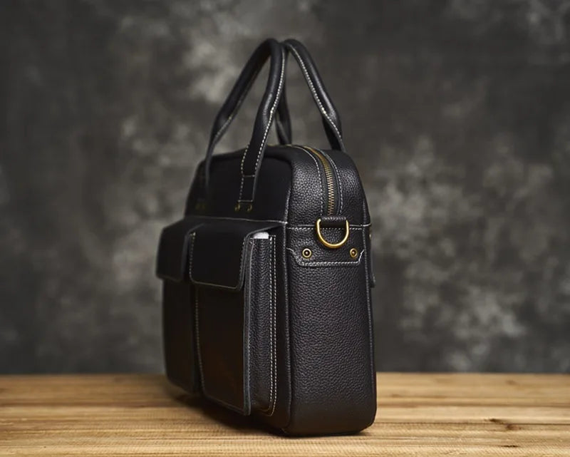 Men's Handbag for Men Genuine Leather Top Grain Leather Large Capacity Laptop Bag Business Document Briefcase Luxury Purse
