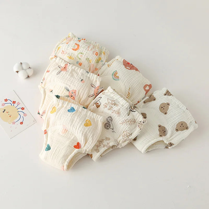 Korean Style Cotton Baby Waterproof Training Pants New Baby Diaper Infant Washable Shorts Nappy Panties Nappy Changing Underwear