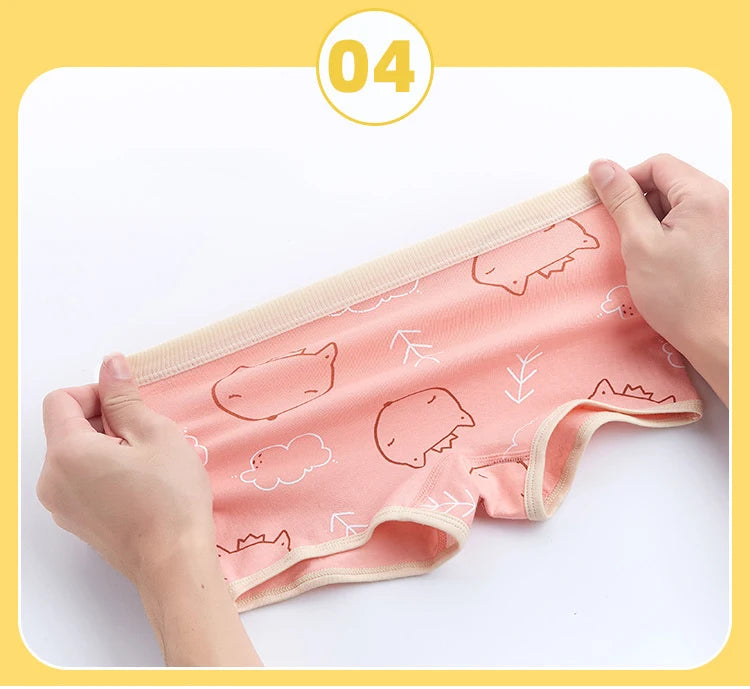4PCS Girls Cotton Panties Summer Kid Thin Breathable Cartoon Briefs 2+y Young Children Underwears Toddler Antibacterial Knickers