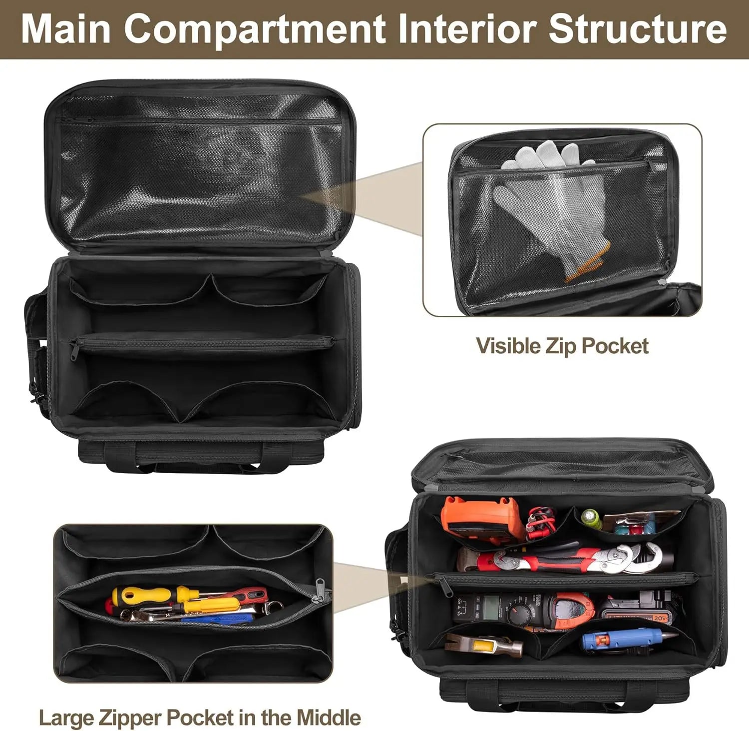 Tool storage bag, tool bag, men's hand tool storage bag, multifunctional work handbag